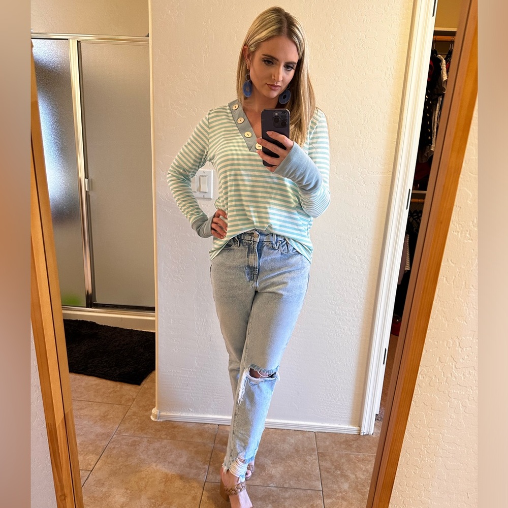 Stripe long sleeve top